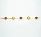 [Imperial]New  CLOVER 5 MOTIF RED CORNELIAN BRACELET COLLECTION