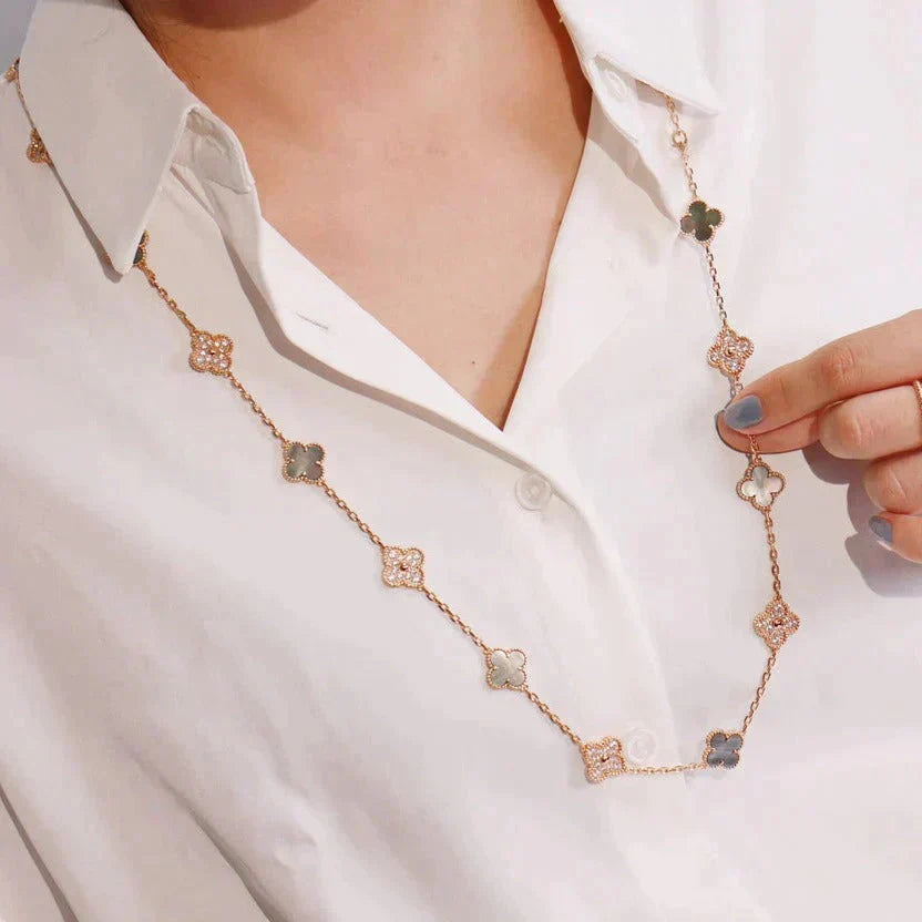 ¡®Imperial¡¯CLOVER 20 MOTIFS DARK MOP DIAMOND  NECKLACE
