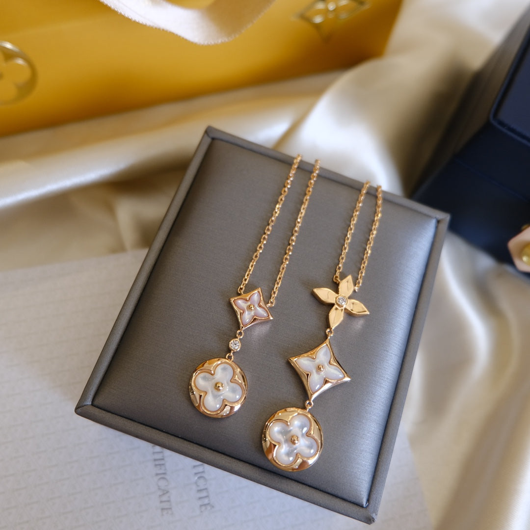 ¡®Imperial¡¯COLOR BLOSSOM LARIAT NECKLACE PINK GOLD WHITE MOTHER PEARL AND DIAMOND