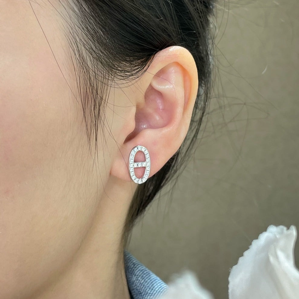 ¡®Imperial¡¯HM FULL DIAMOND PIG NOSE STUD EARRINGS