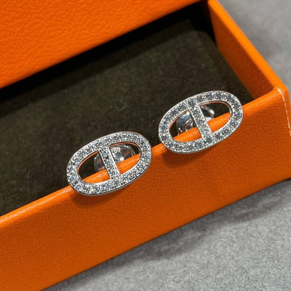 ¡®Imperial¡¯HM FULL DIAMOND PIG NOSE STUD EARRINGS