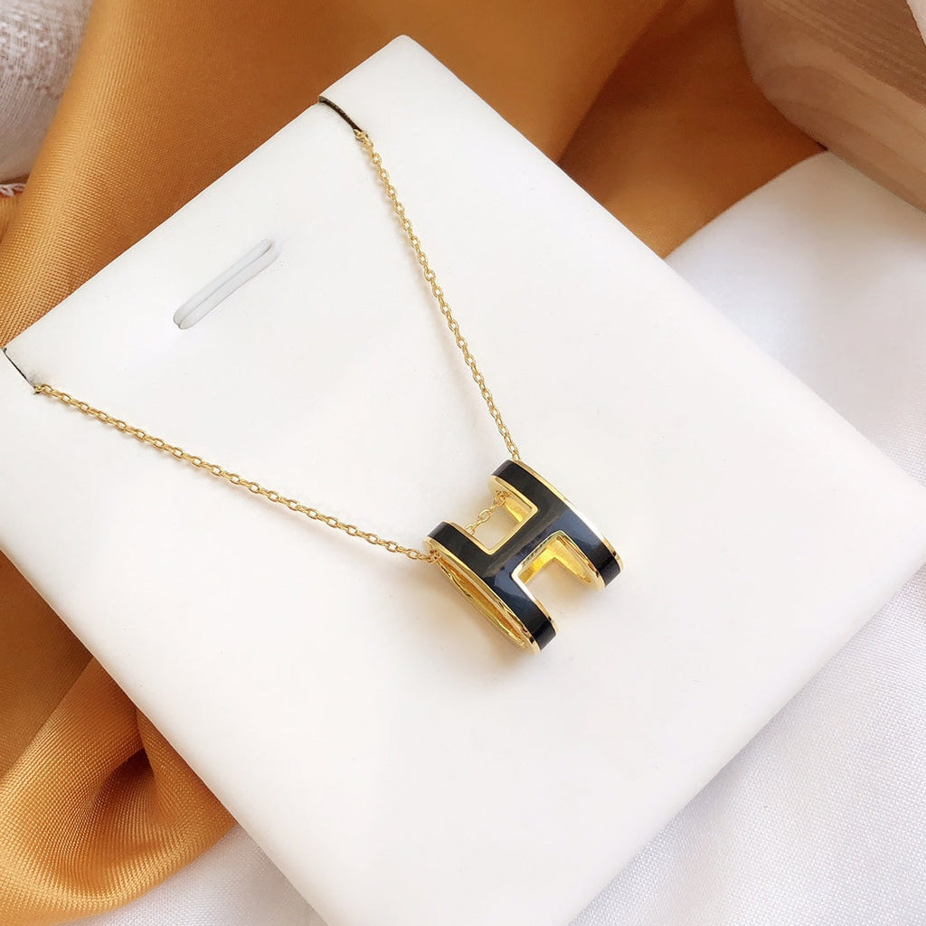 ¡®Imperial¡¯HM CLIC BLACK ENAMEL GOLD NECKLACE