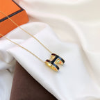 ¡®Imperial¡¯HM CLIC BLACK ENAMEL GOLD NECKLACE