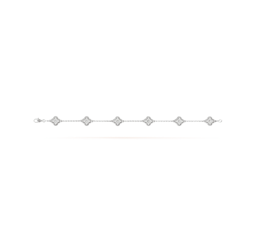 ¡®Imperial¡¯CLOVER 6 MOTIF SILVER DIAMOND BRACELET