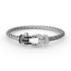 ¡®Imperial¡¯FORCE LARGE HORSESHOE BLACK WHITE DIAMOND BRACELET SILVER