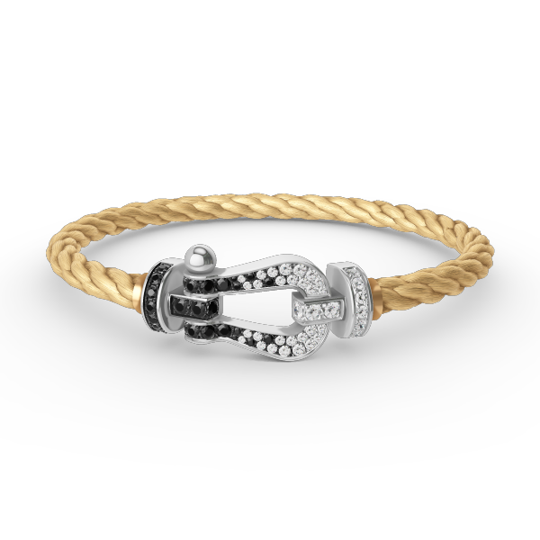 ¡®Imperial¡¯FORCE LARGE HORSESHOE BLACK WHITE DIAMOND BRACELET SILVER