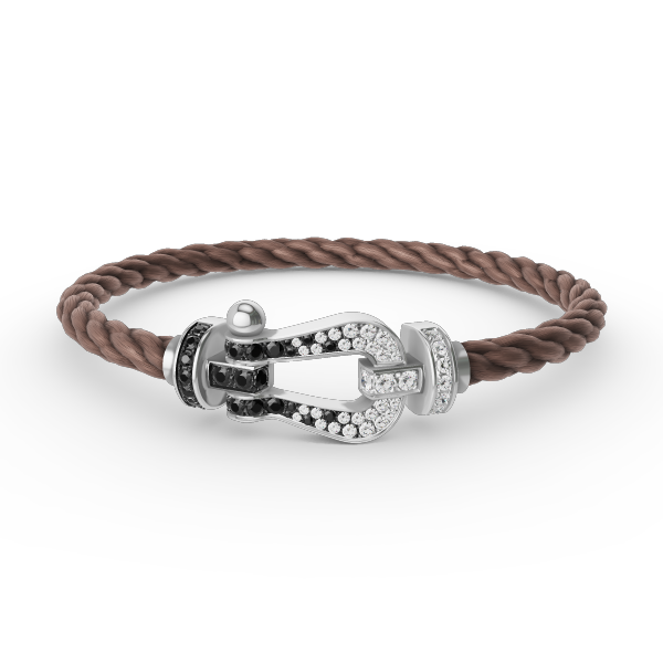 ¡®Imperial¡¯FORCE LARGE HORSESHOE BLACK WHITE DIAMOND BRACELET SILVER