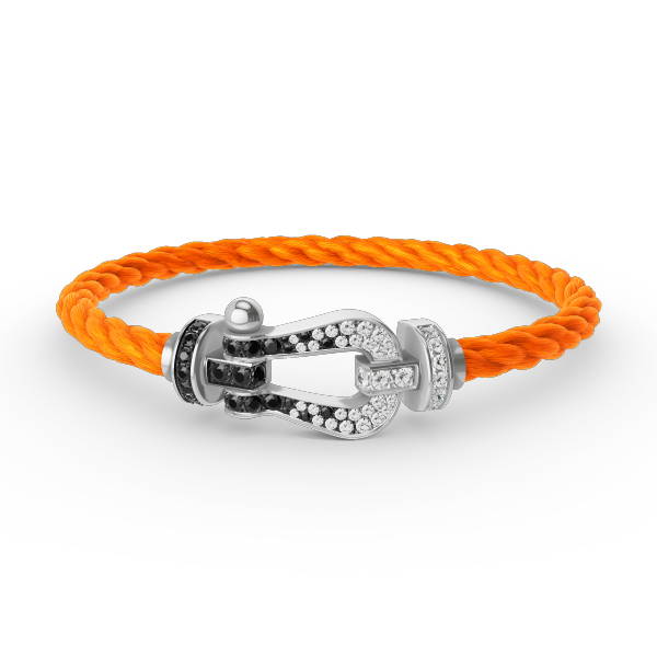 ¡®Imperial¡¯FORCE LARGE HORSESHOE BLACK WHITE DIAMOND BRACELET SILVER