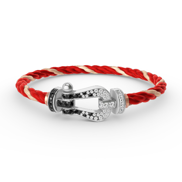 ¡®Imperial¡¯FORCE LARGE HORSESHOE BLACK WHITE DIAMOND BRACELET SILVER