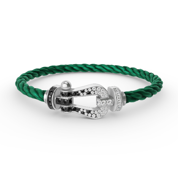 ¡®Imperial¡¯FORCE LARGE HORSESHOE BLACK WHITE DIAMOND BRACELET SILVER