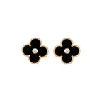 ¡®Imperial¡¯CLOVER MEDIUM 1 MOTIFS ONYX DIAMOND EARRINGS