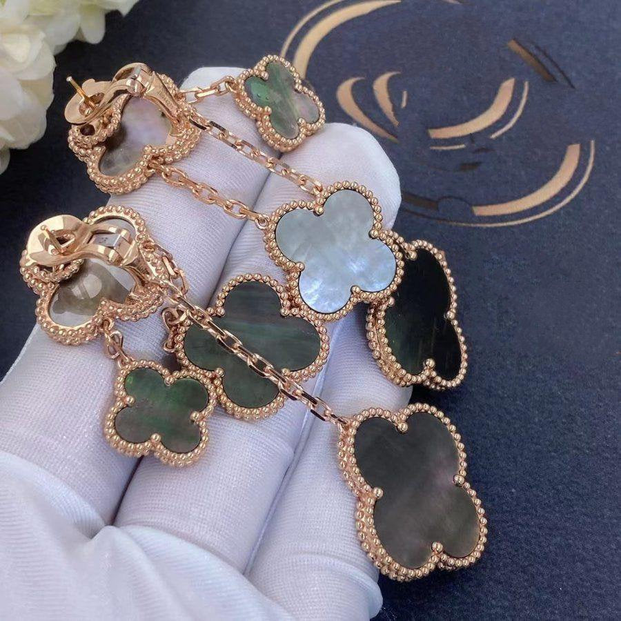 ¡®Imperial¡¯CLOVER EARRINGS DARK MOP 4 MOTIFS ROSE GOLD