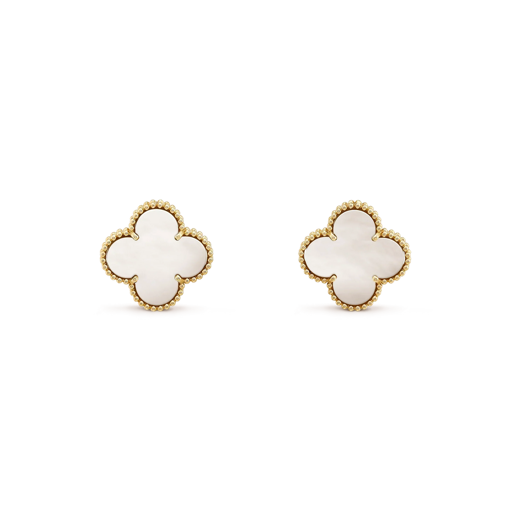 ¡®Imperial¡¯CLOVER MEDIUM 1 MOTIFS  WHITE MOP STUD EARRINGS