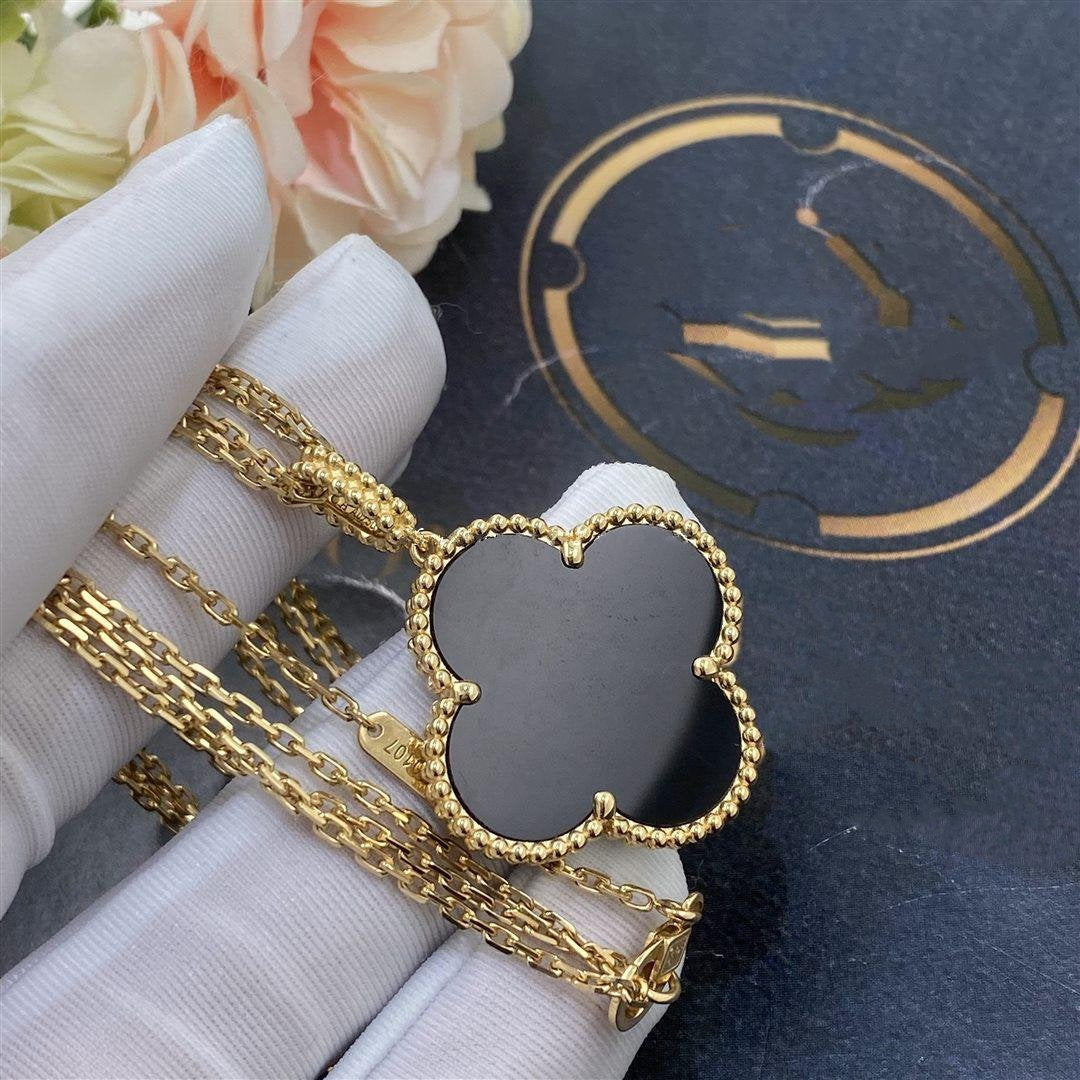 ¡®Imperial¡¯CLOVER 25MM GOLD ONYX BIG CLOVER NECKLACE