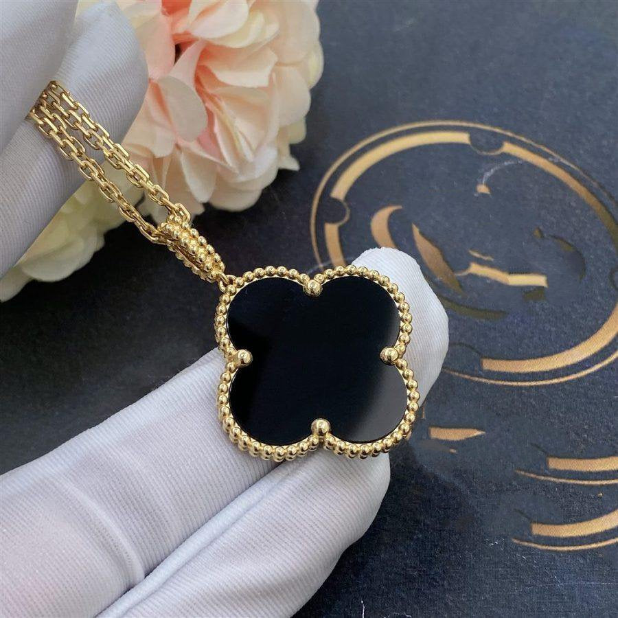 ¡®Imperial¡¯CLOVER 25MM GOLD ONYX BIG CLOVER NECKLACE