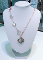 ¡®Imperial¡¯COMBINED BRACELET 5 MOTIFS AND NECKLACE DARK MOP ROSE GOLD